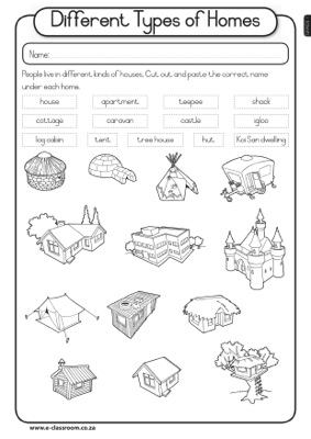 11 Best Images of Different Types Of Homes Worksheets For Kids