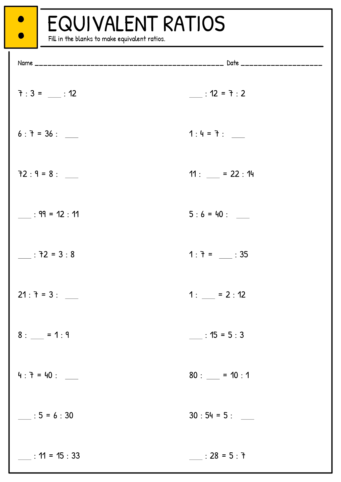 10 Best Images of Proportion Problems Worksheet - 6th Grade Ratio