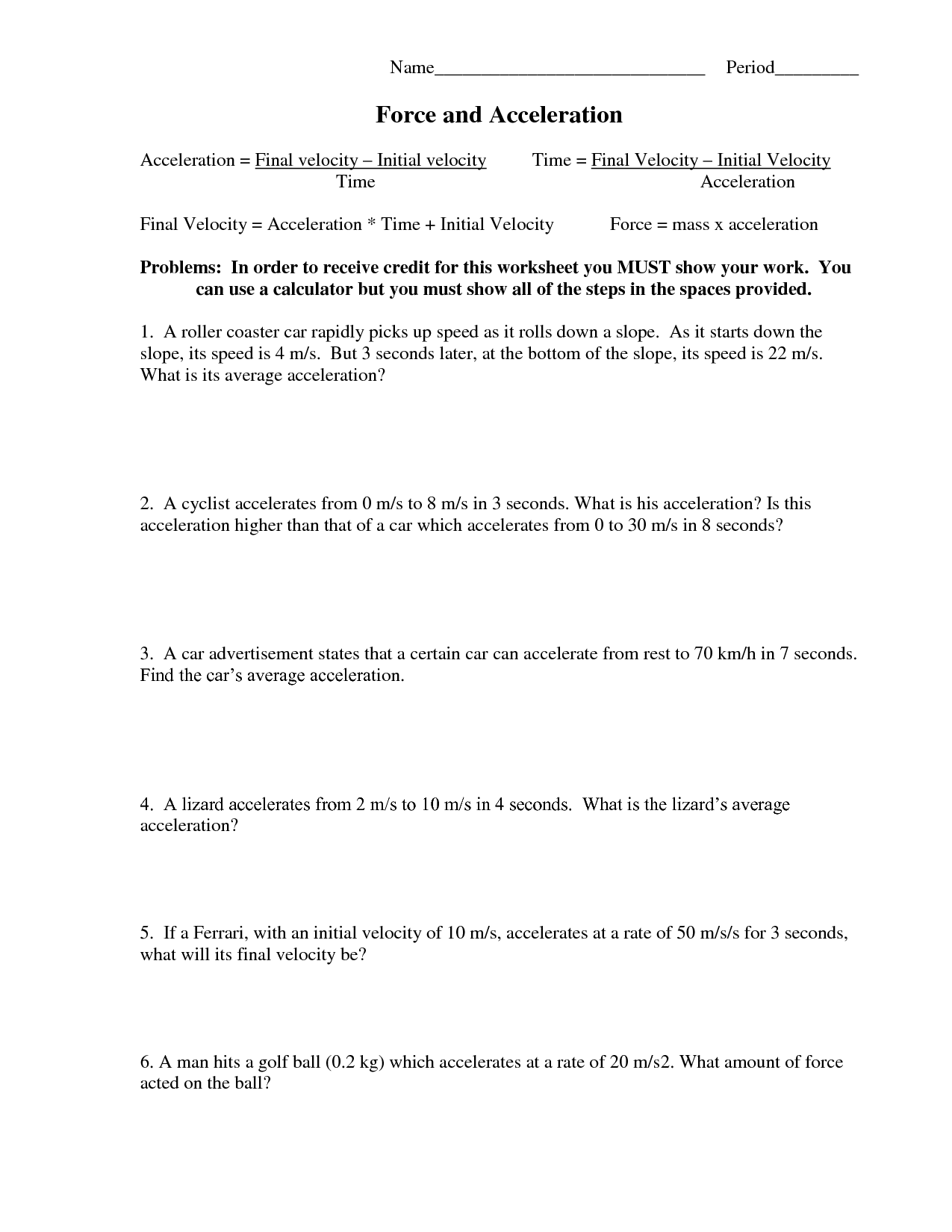 Unlocking the Secrets of Force and Acceleration – Your Guide to Practice Worksheets Unlocking the Secrets of Force and Acceleration – Your Guide to Practice Worksheets