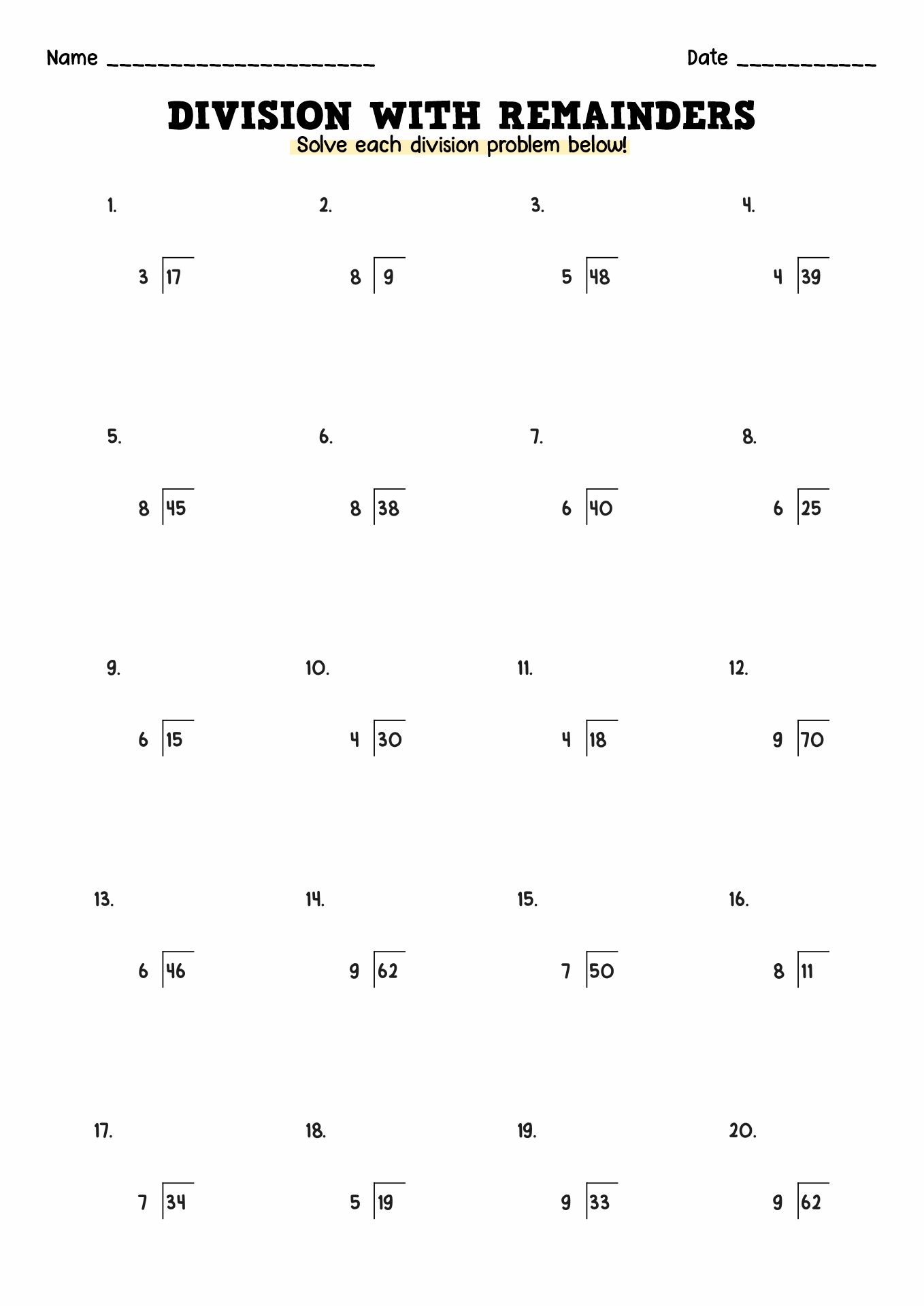 divisor-worksheets