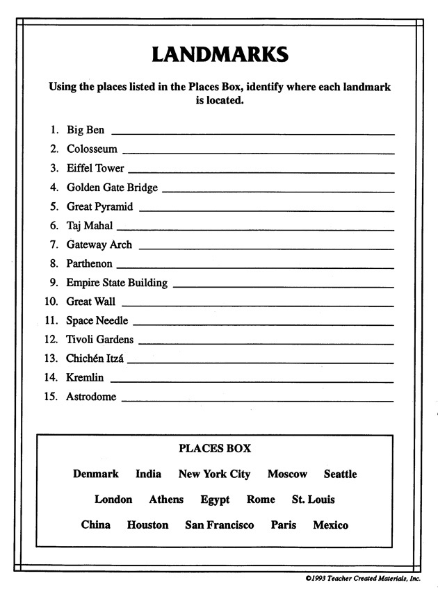 Social Studies Free Printable Worksheets