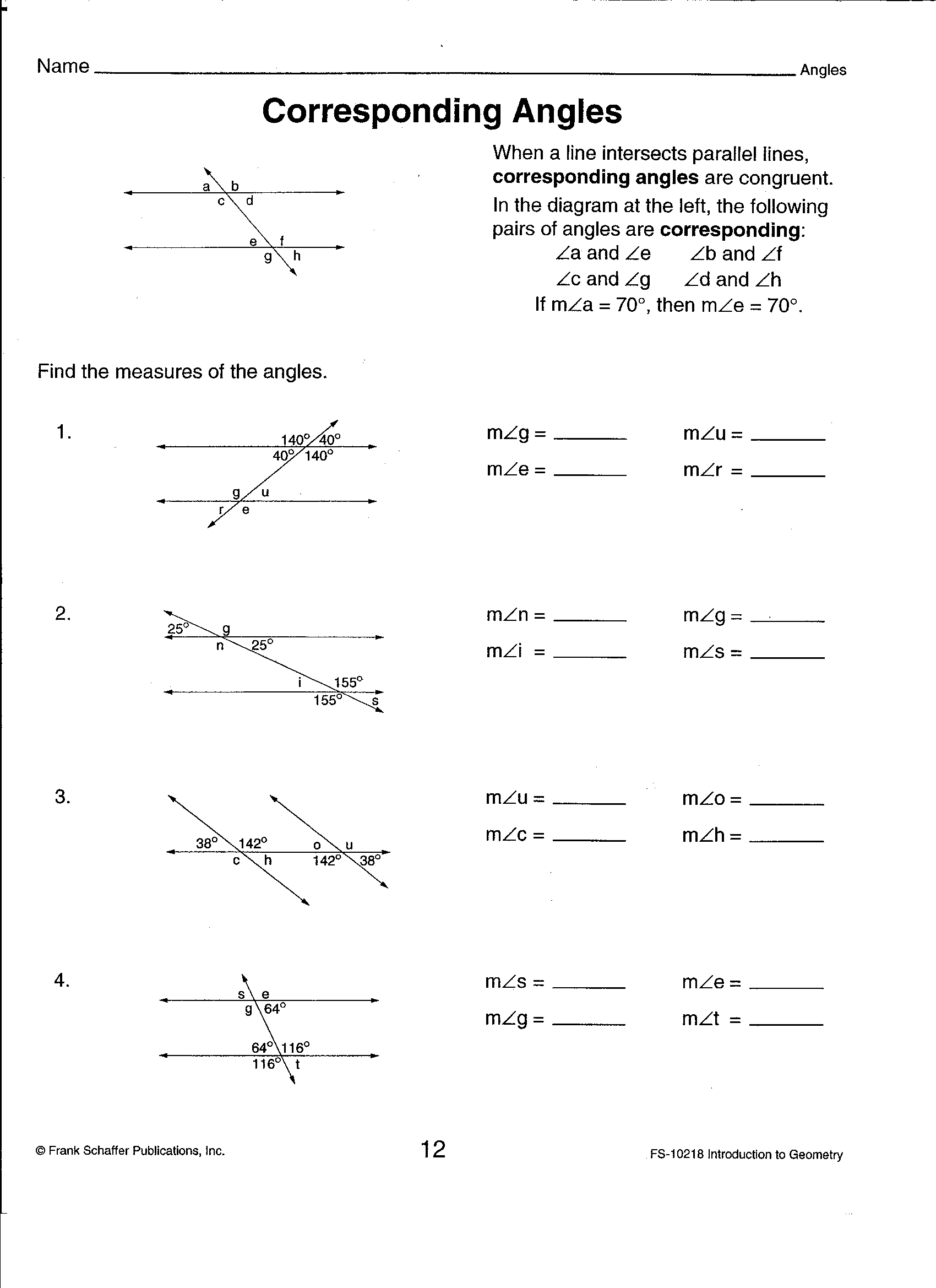 Parallel Lines Proofs Worksheet Answers