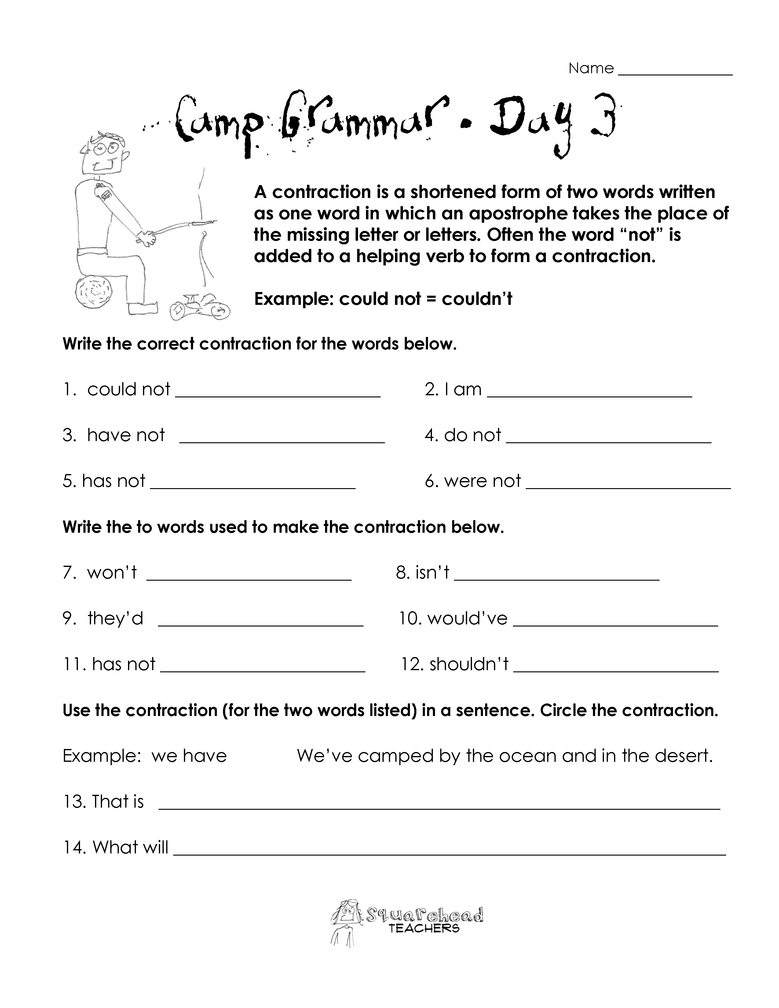 Grammar and Punctuation Worksheets Grade 3