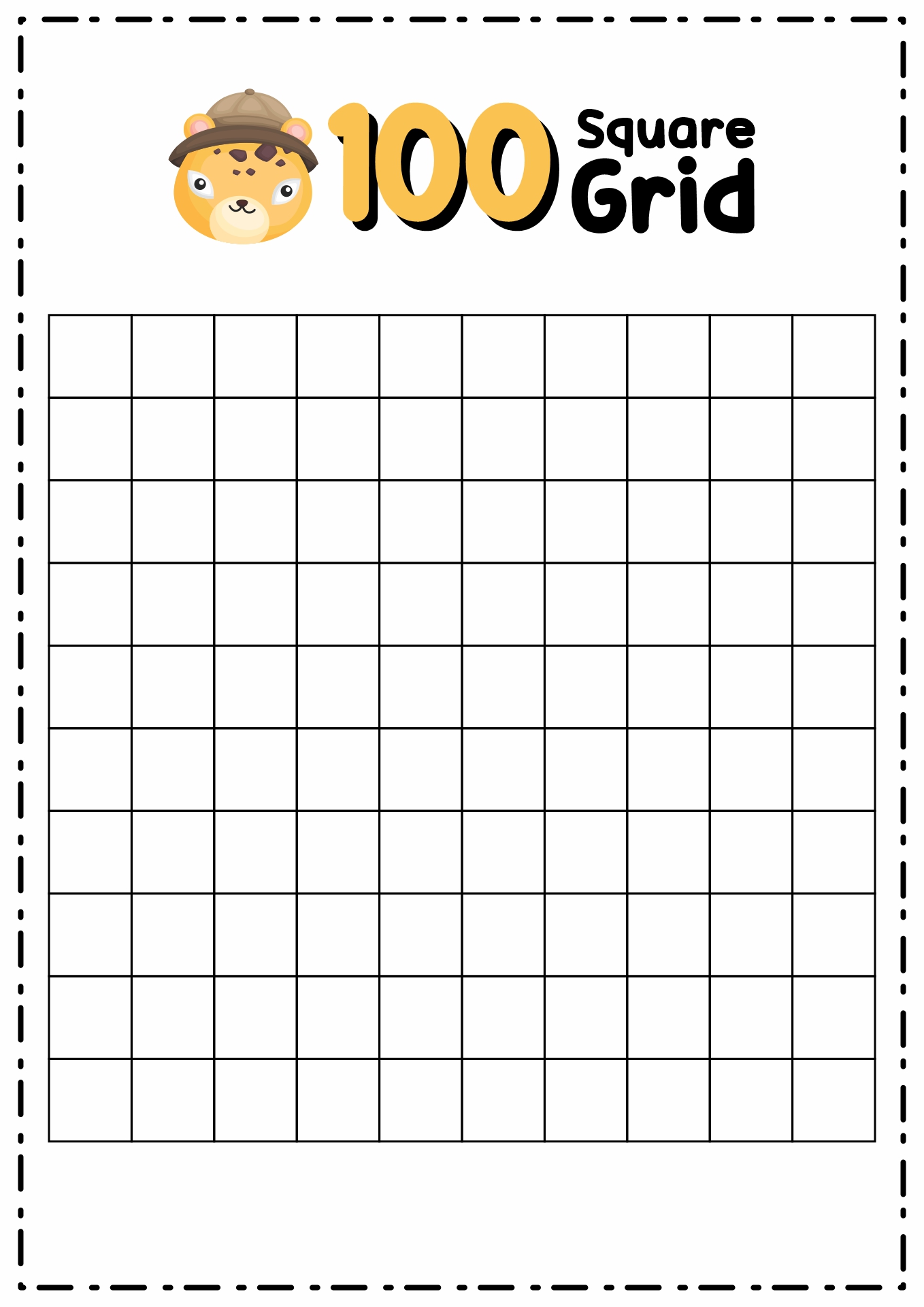 100 Square Printable