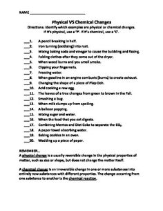 19 Best Images of Physical And Chemical Changes Worksheet 5th Grade