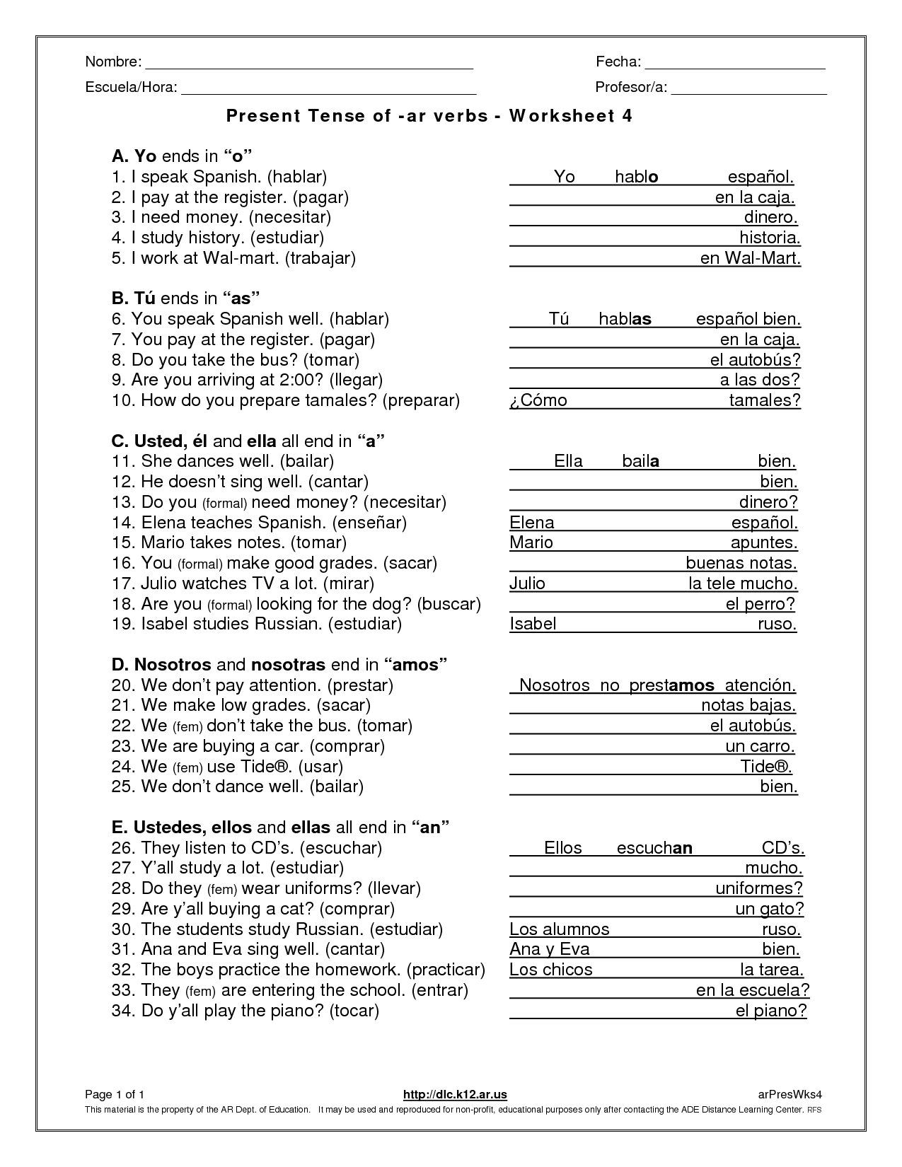 spanish-conjugation-worksheets