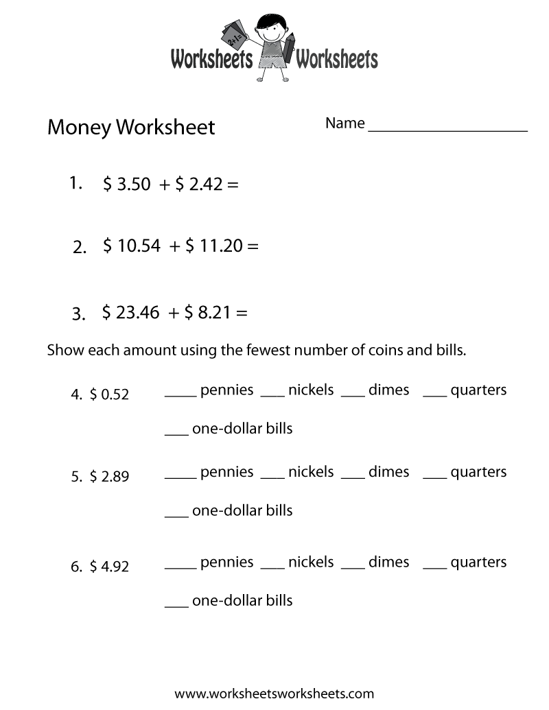 Printable Adding Money Worksheets