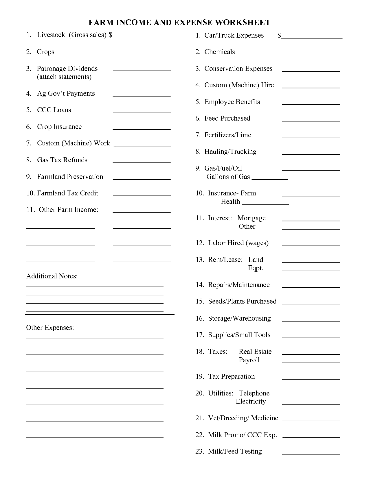 28 Farm Income And Expense Worksheet - Worksheet Project List
