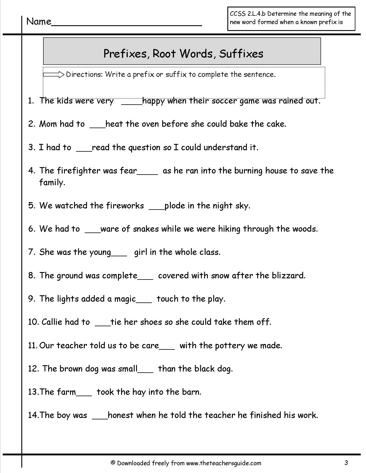 Prefixes And Suffixes Worksheet