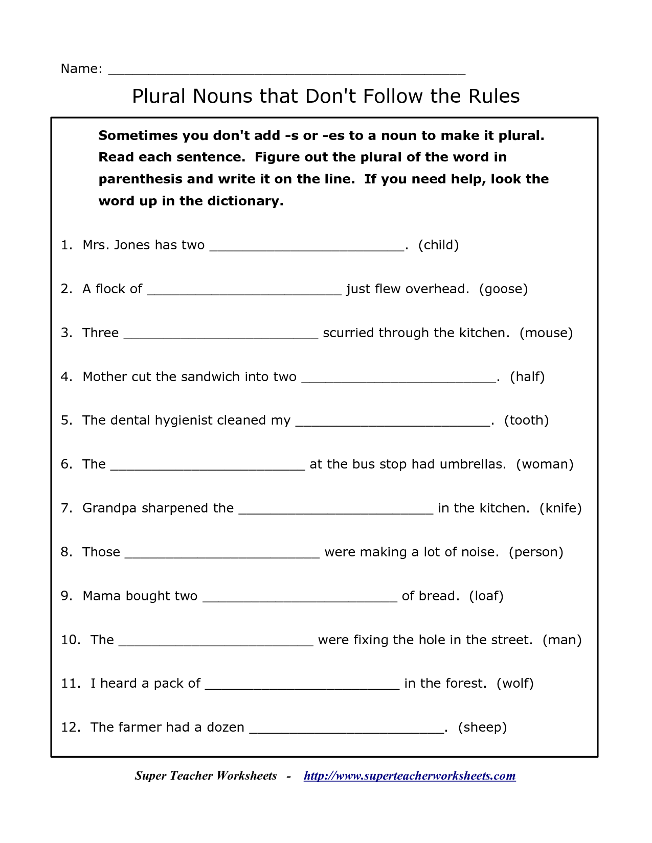 Learning Spanish Nouns Worksheet