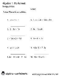 Algebra 1 Inequalities Worksheets Printable