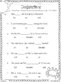 Conjunction Worksheets First Grade