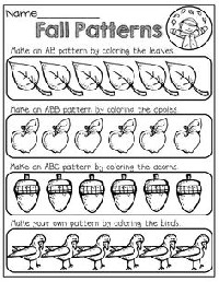 Fall Pattern Worksheets for Kindergarten
