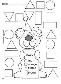Kindergarten Worksheets Color by Shape