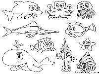 Printable Coloring Page Sea Ocean Animals