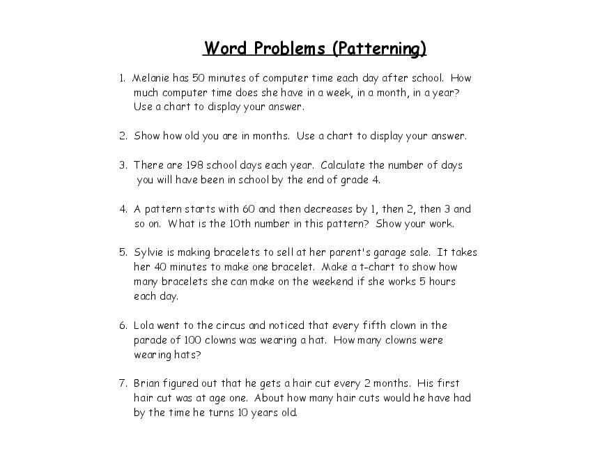 4th Grade Math Word Problems Image