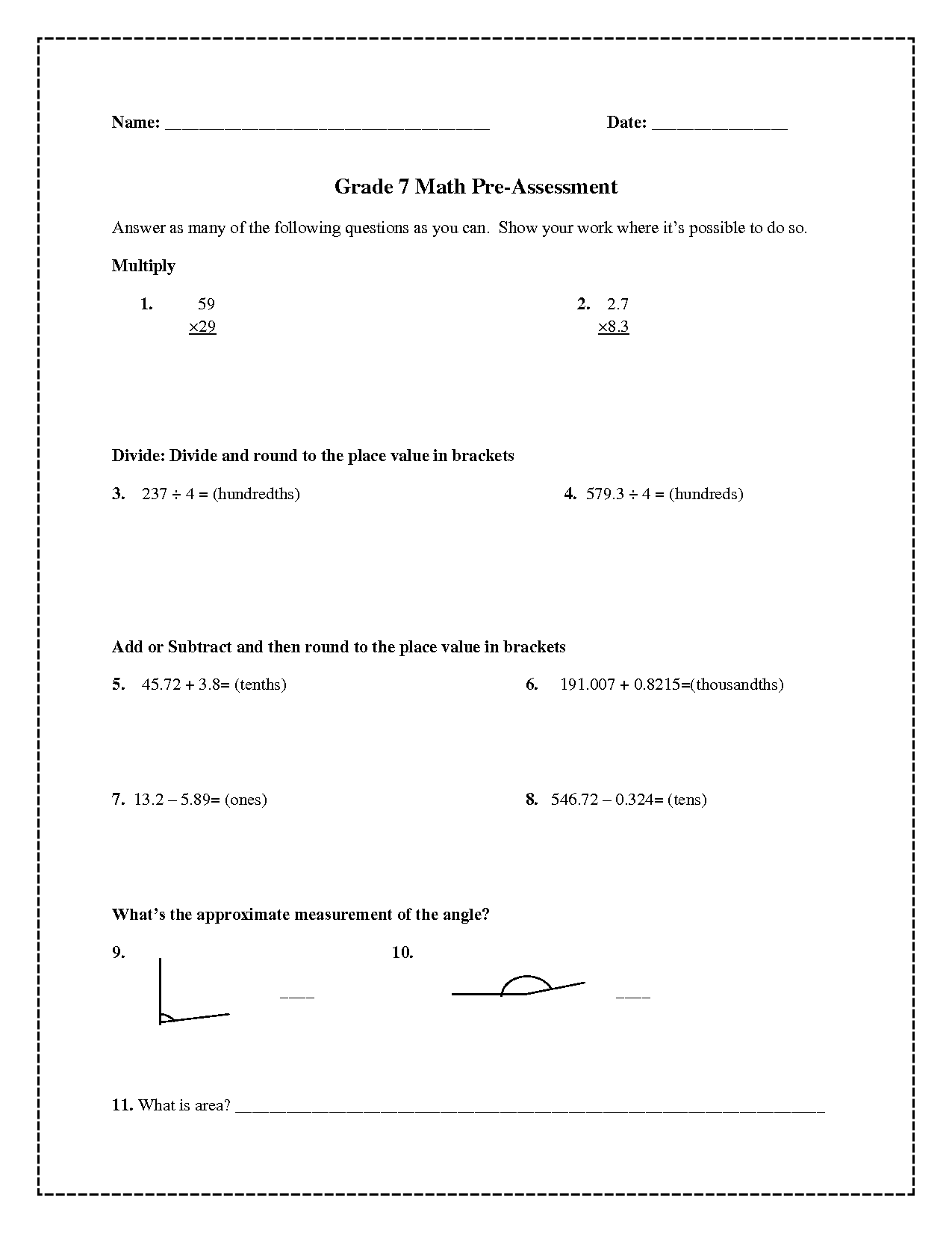 7th Grade Math Assessment Image