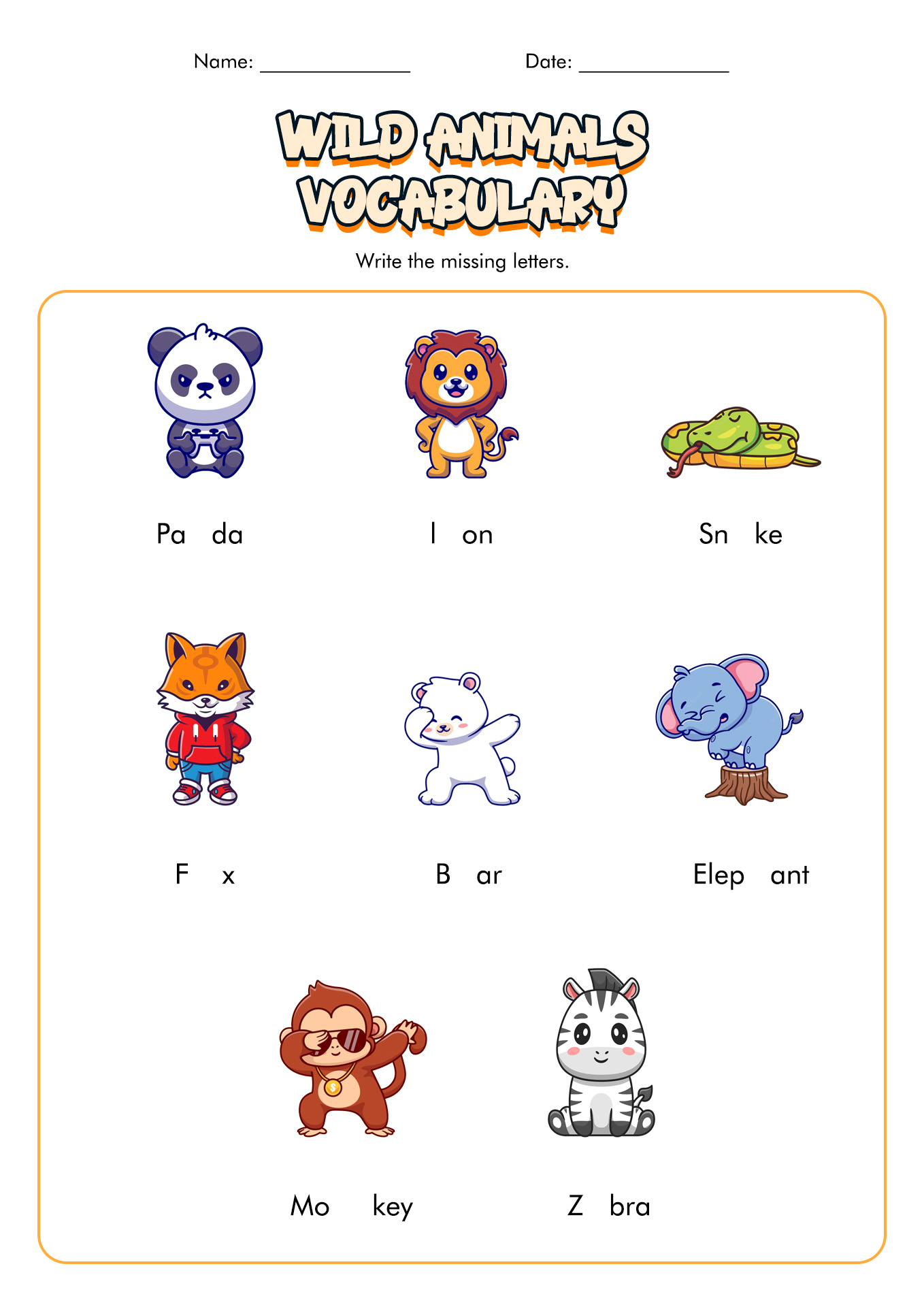 Animals ESL Vocabulary Worksheets Image