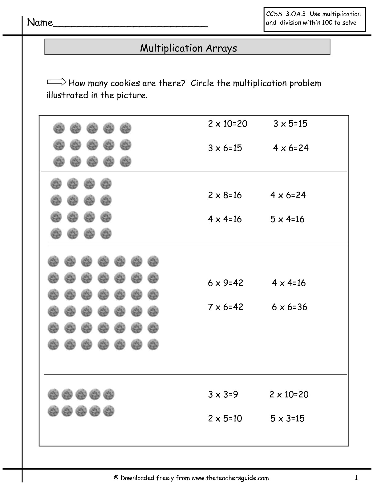 Array Multiplication Worksheet