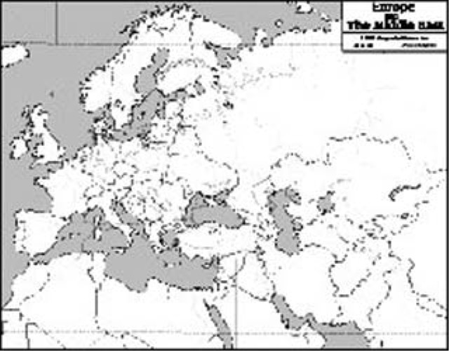 Blank Europe and Middle East Map Image