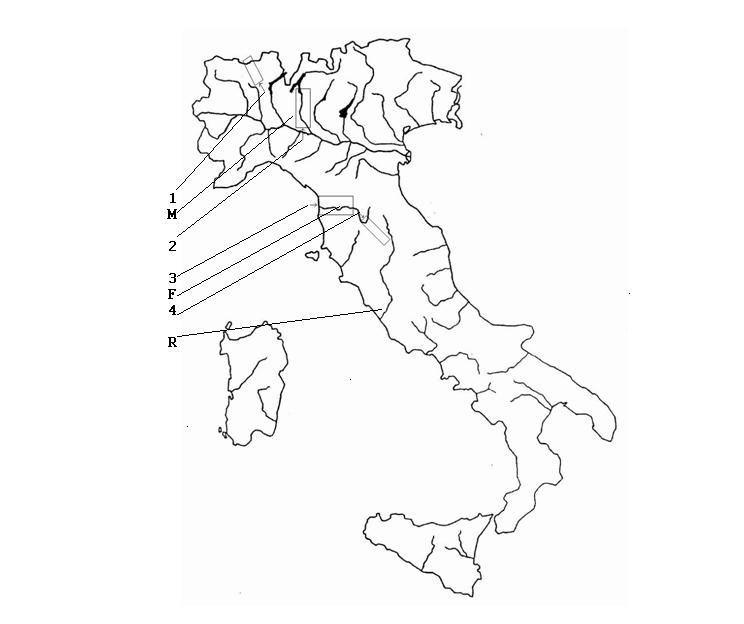 Blank Map of Italy with Rivers Image