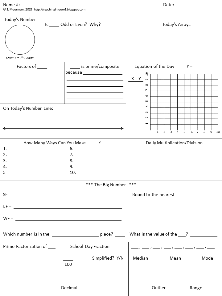 Calendar 5th Grade Math Worksheets Image
