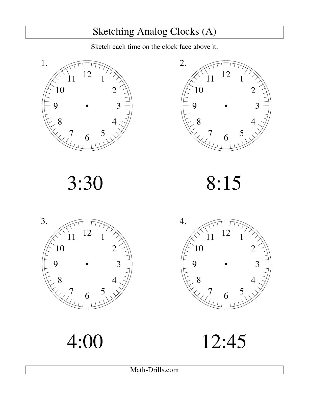 Clock 15 Minute Intervals Worksheets Image