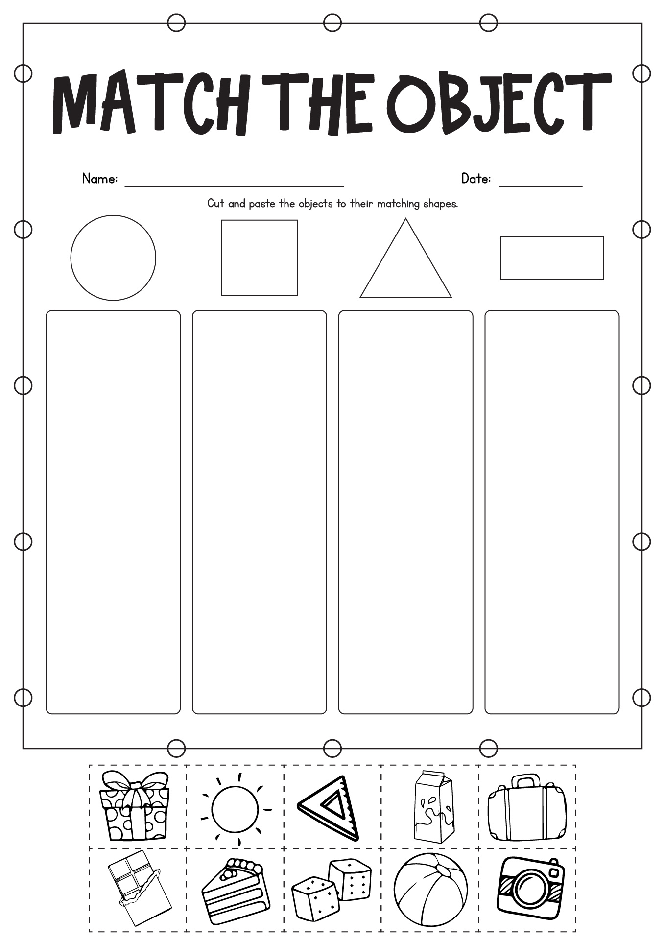 Cut and Paste Shapes Worksheets