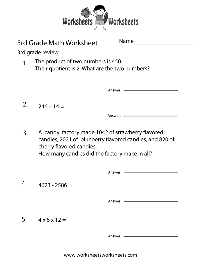 3rd Grade Math Worksheets Printable
