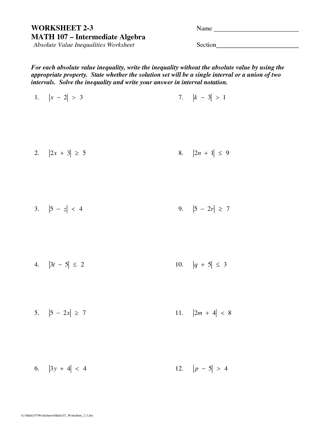 GED Math Practice Worksheets Printable Image
