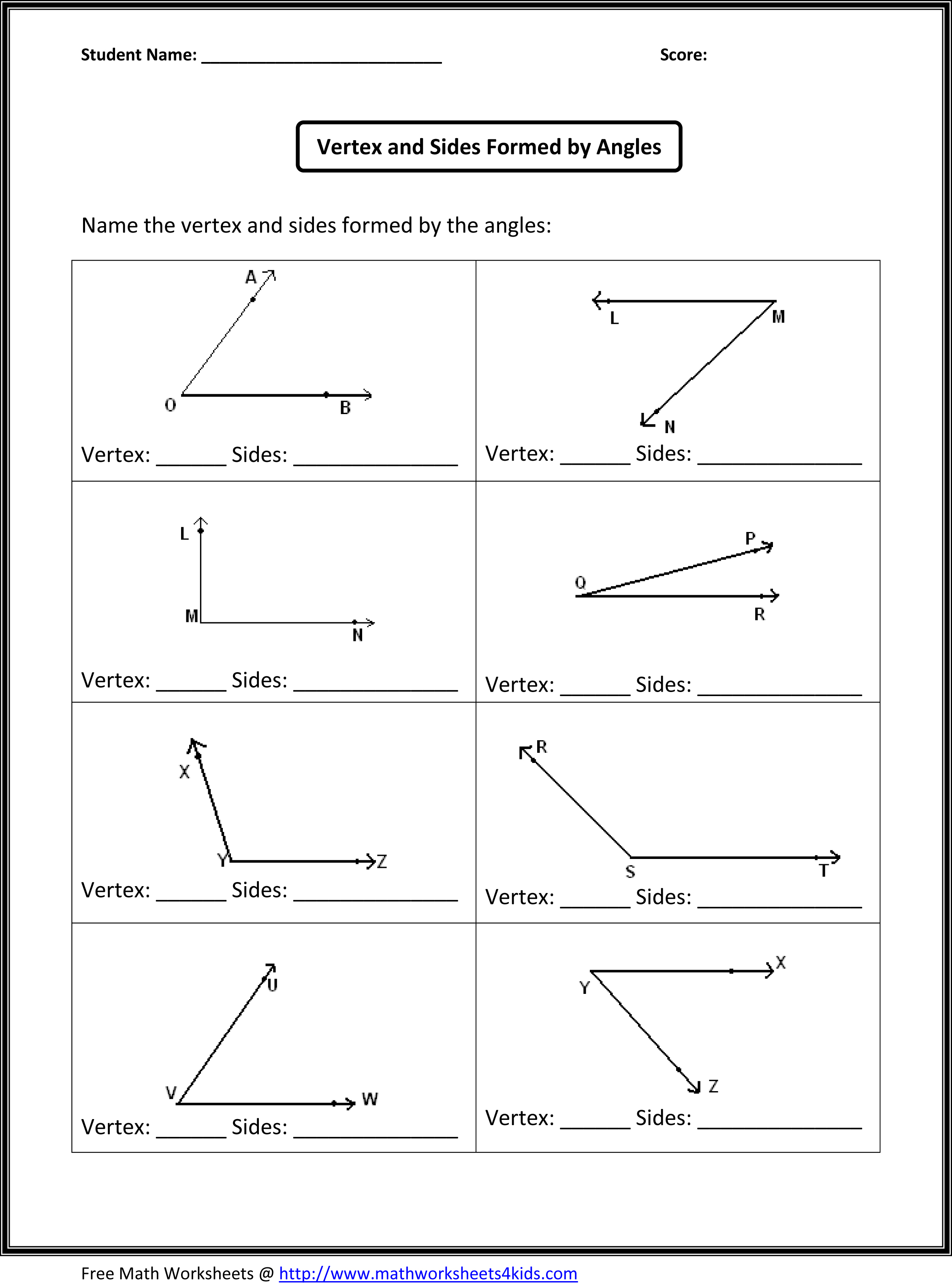 Geometry Angles Worksheet 4th Grade Image