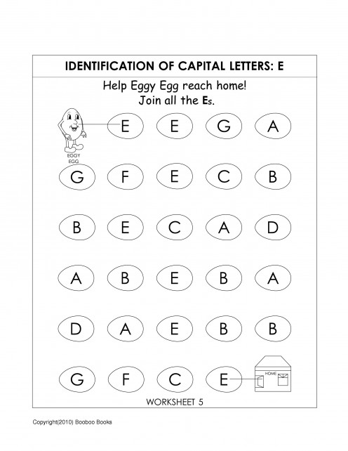 Kindergarten Alphabet Worksheets Letter E Image