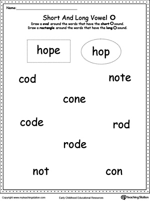 Long and Short Vowel Sound Words Image