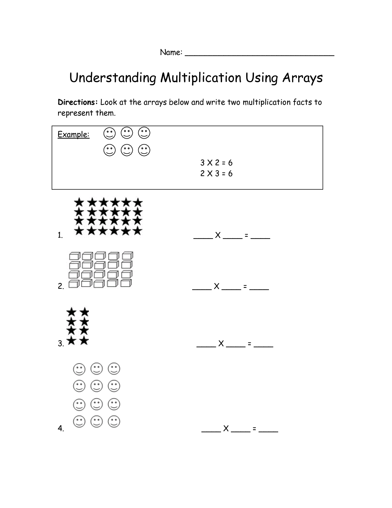 Multiplication Array Worksheets 3rd Grade