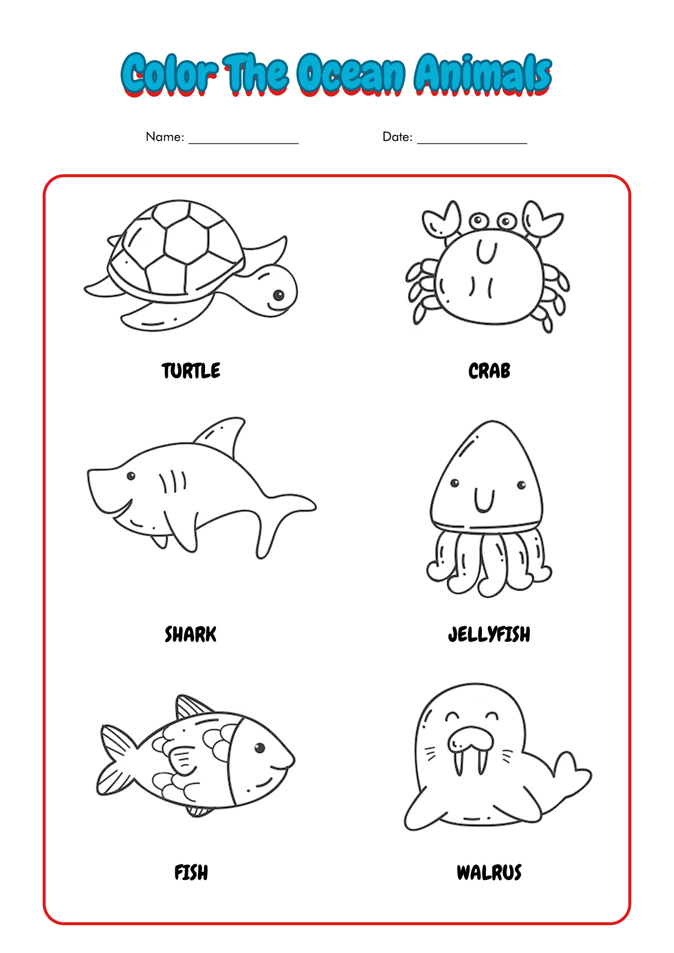 Ocean Animals Coloring Pages Image