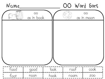Oo Words Worksheets Image