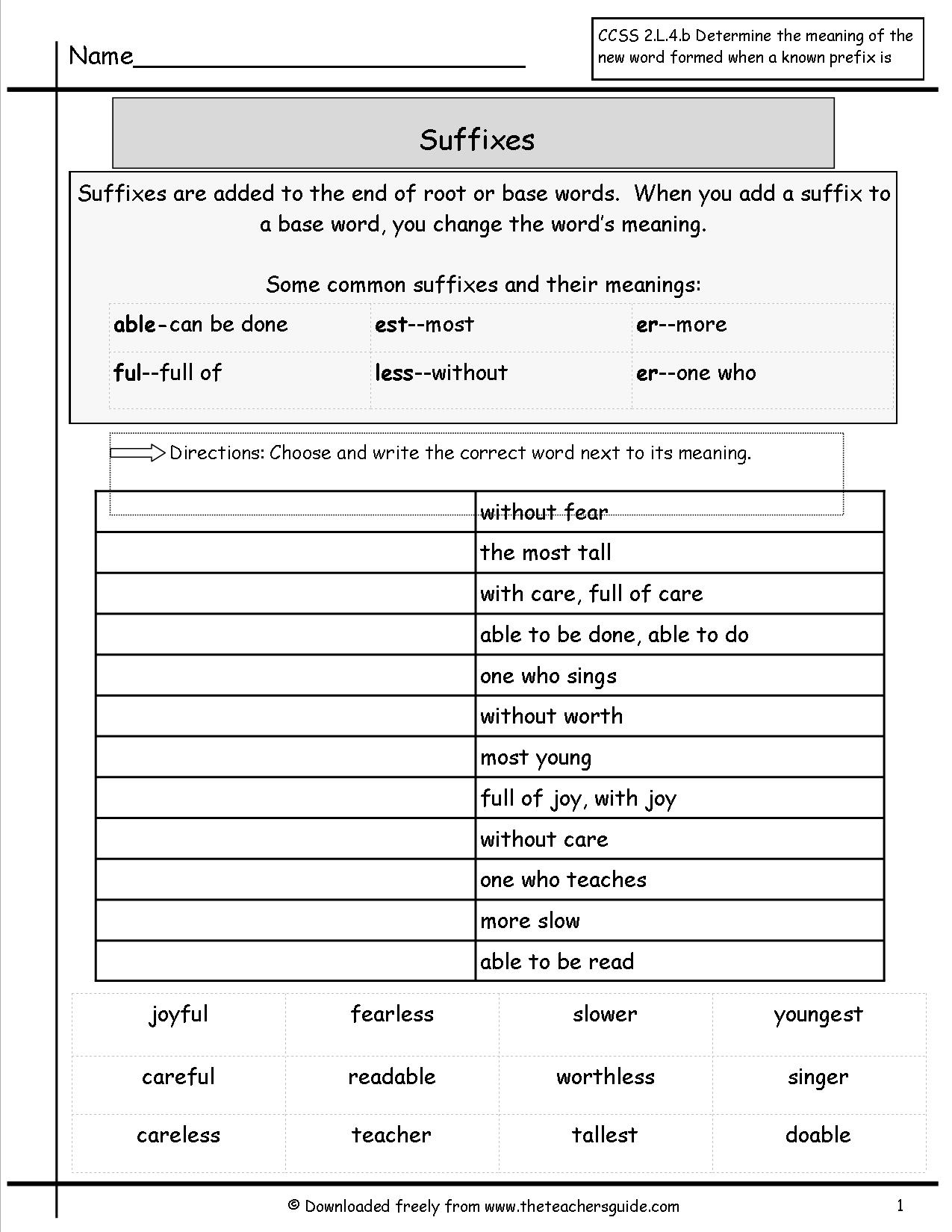 Prefix and Suffix Worksheets 4th Grade