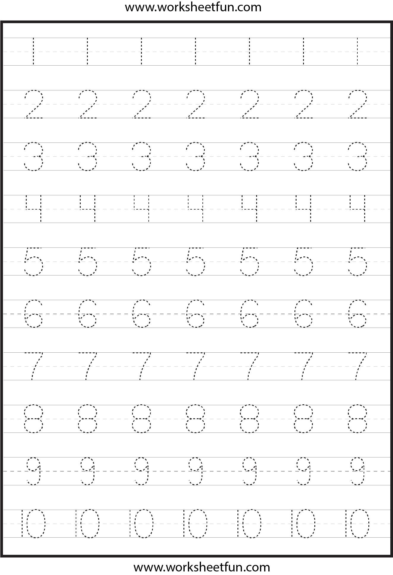 Printable Numbers Tracing Worksheets Preschool Image