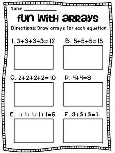 Repeated Addition Arrays Worksheets