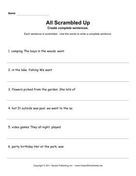 Scrambled Sentences Worksheets Image