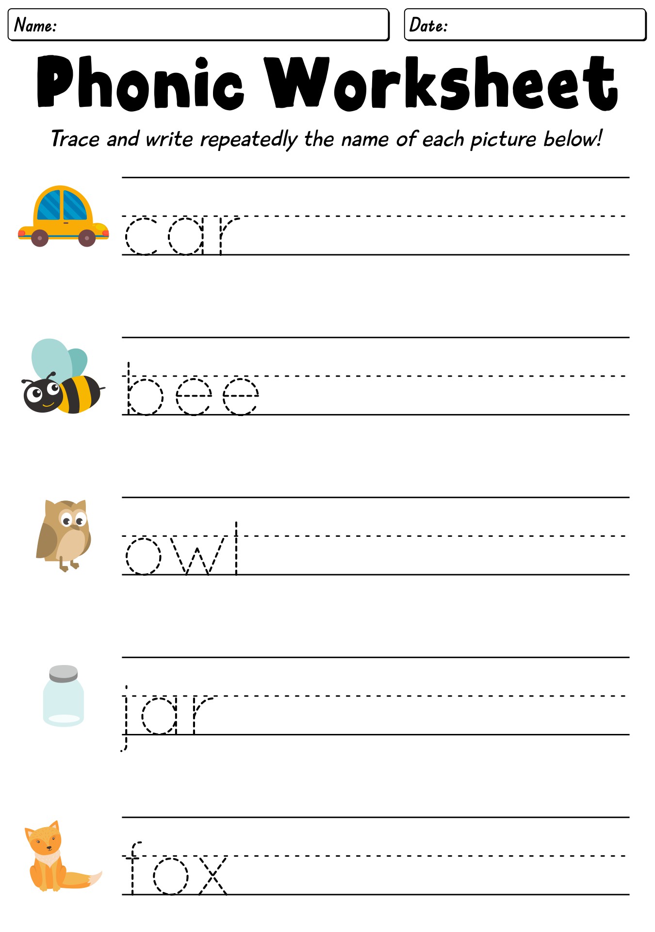 Printable First Grade Phonics Worksheets