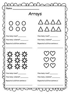 Addition Array Worksheets 2nd Grade Math Image