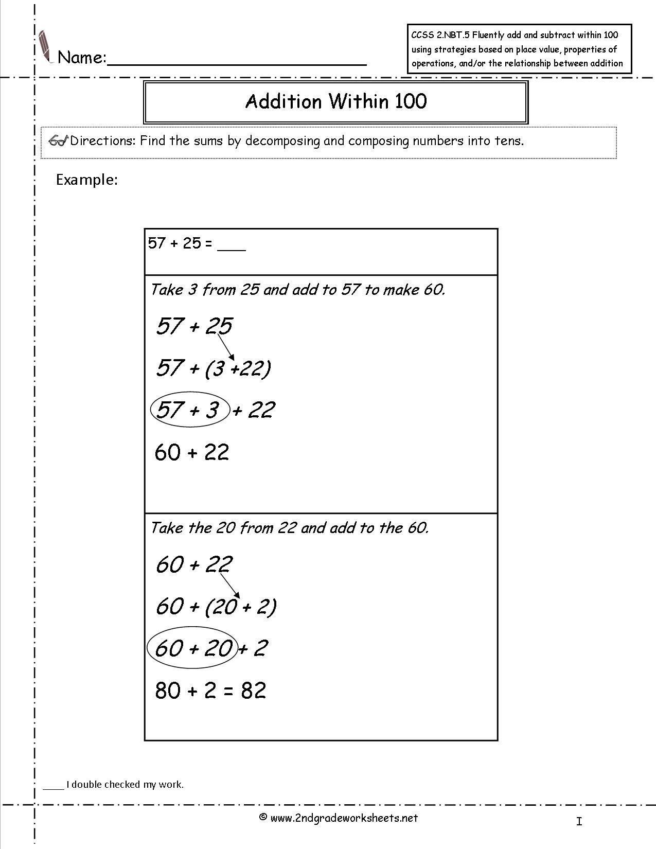Common Core Addition and Subtraction Worksheets Image