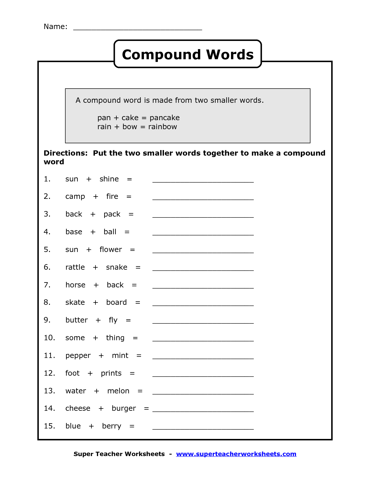 Compound Words Worksheets Image