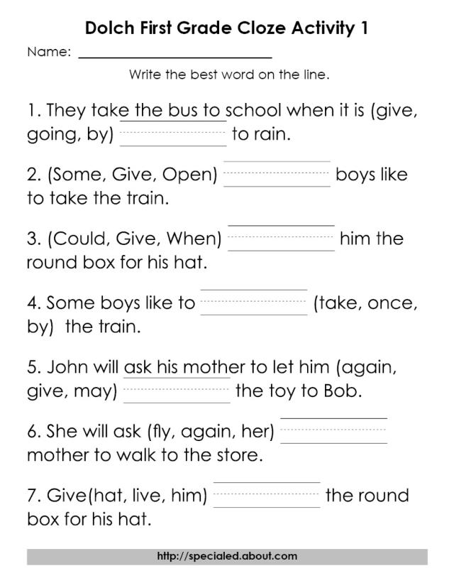 Free Printable 1st Grade Reading Worksheets Image