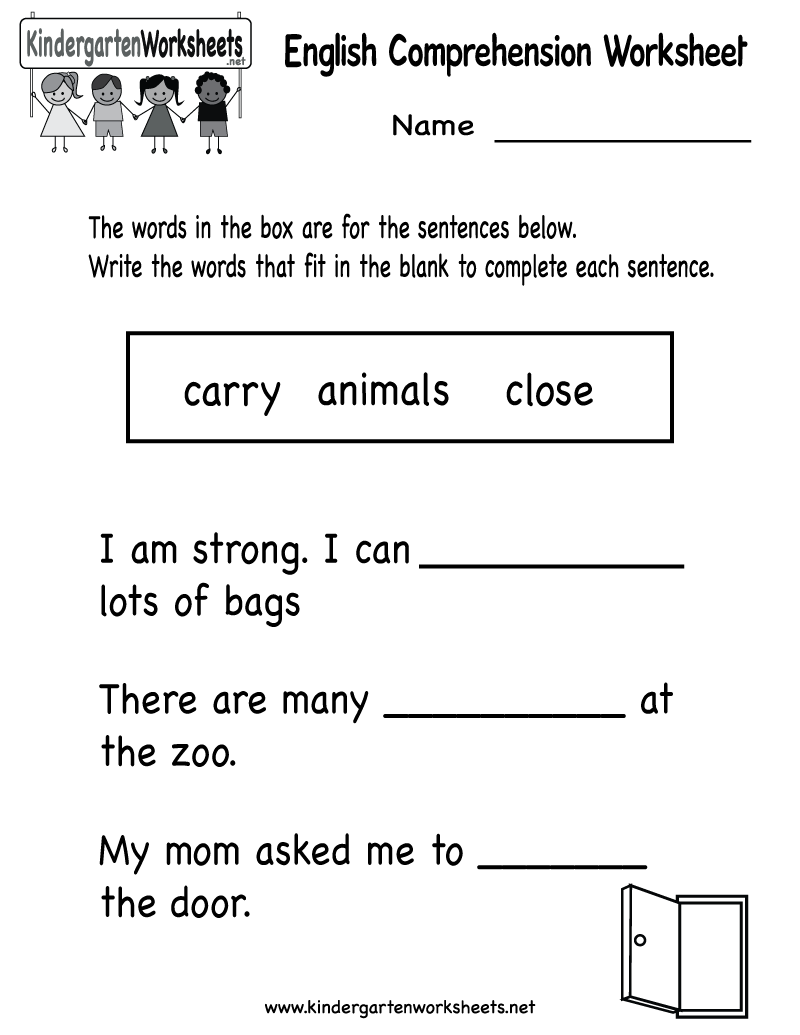 Free Printable Kindergarten Comprehension Worksheets Image