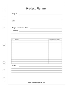 Free Printable Project Planning Worksheet Image
