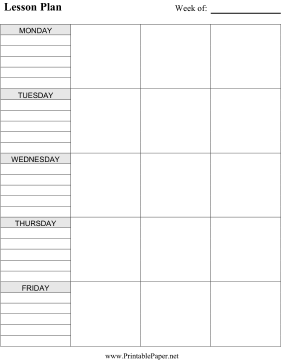 Free Printable Weekly Lesson Plan Template Image