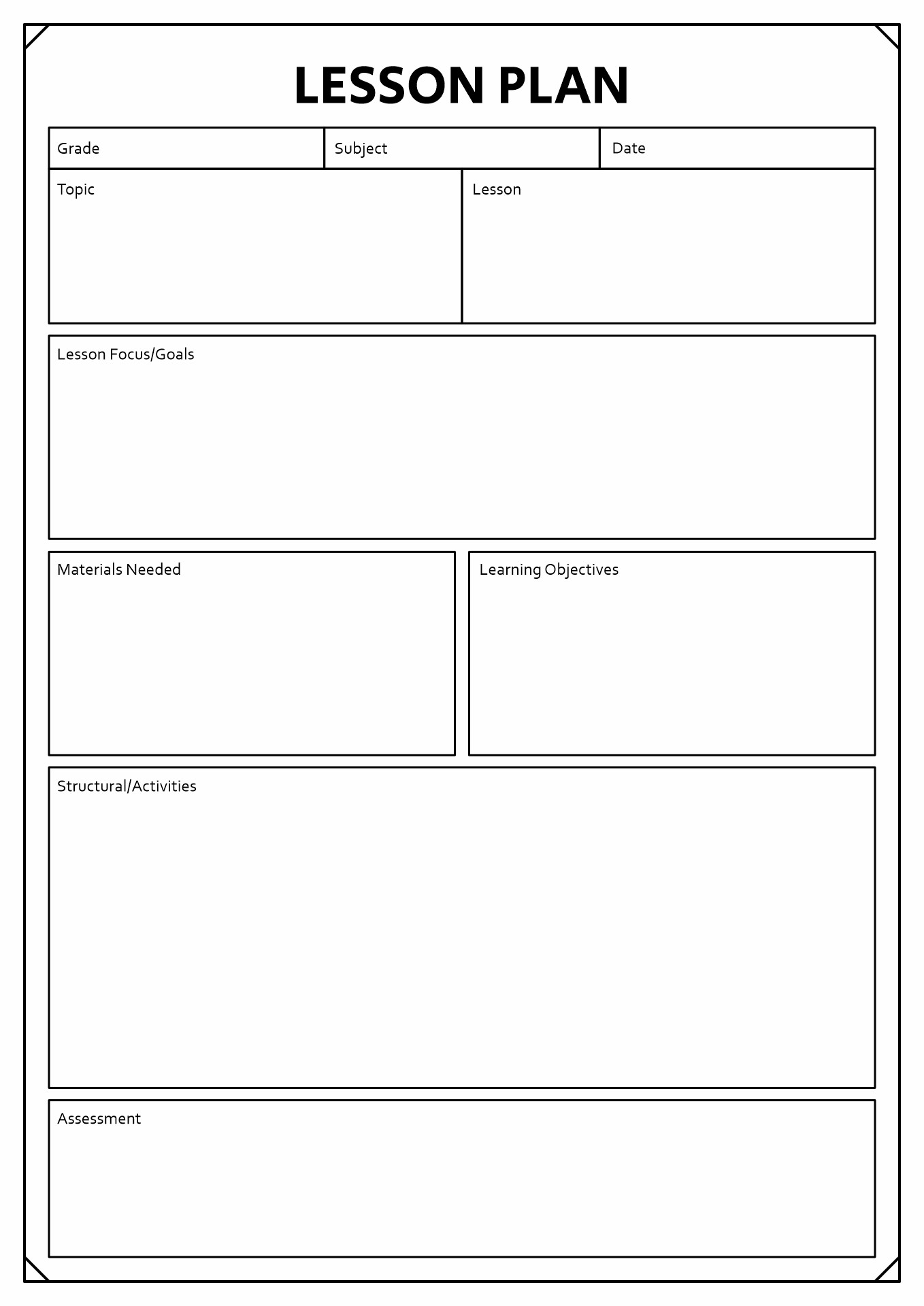 Lesson Plan Format Template
