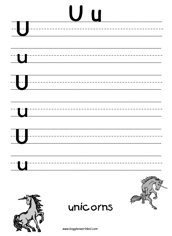 Letter U Handwriting Practice Worksheet